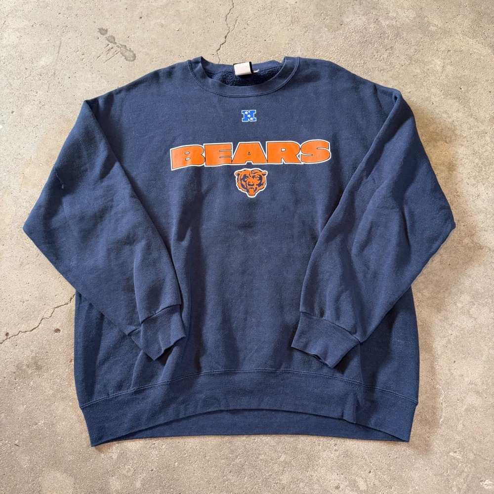 NFL Team Apparel Chicago Bears Sweatshirt Men XL Navy Blue Crewneck Fleece
